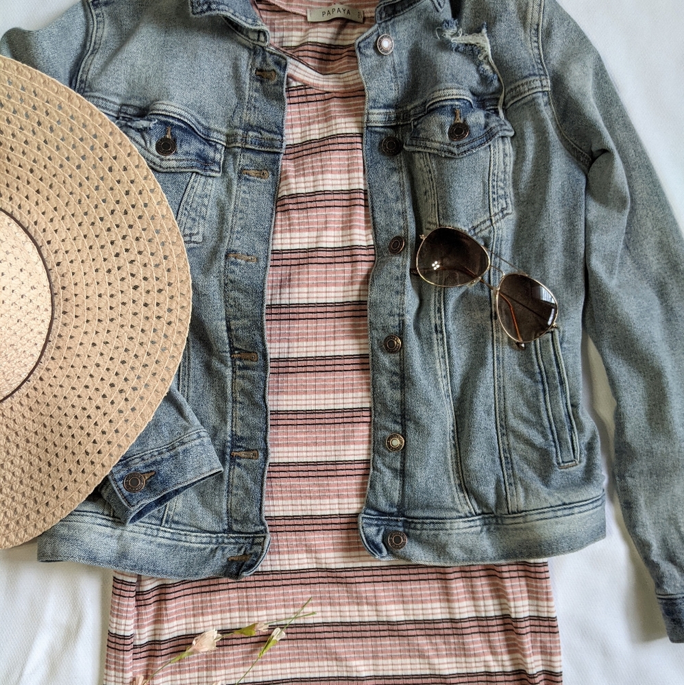❌SOLD❌ Papaya Striped Tank Dress